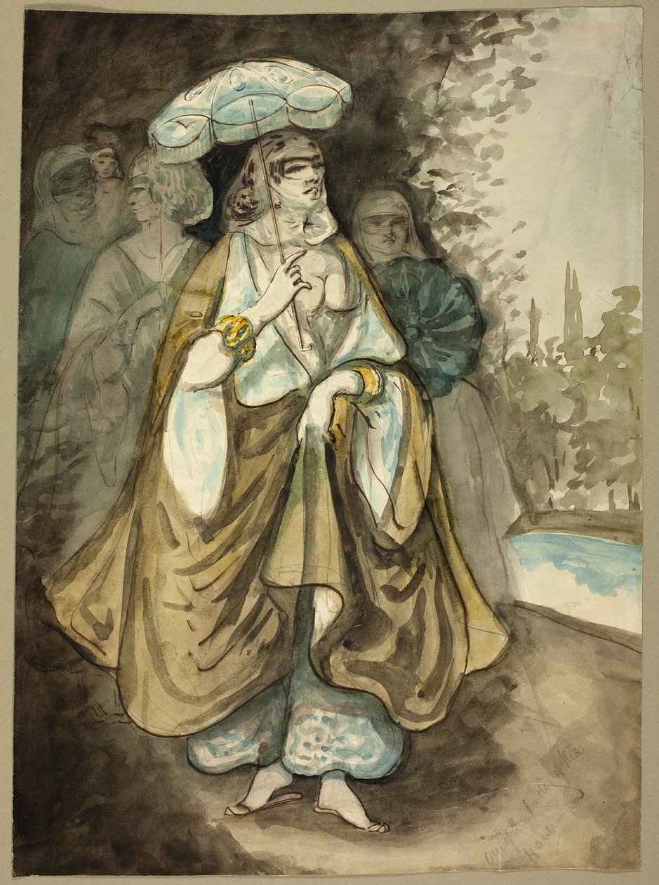 Yksi haaremin naisista (recto); Fragmentti maisemasta (käänteinen) tekijältä Constantin Guys
