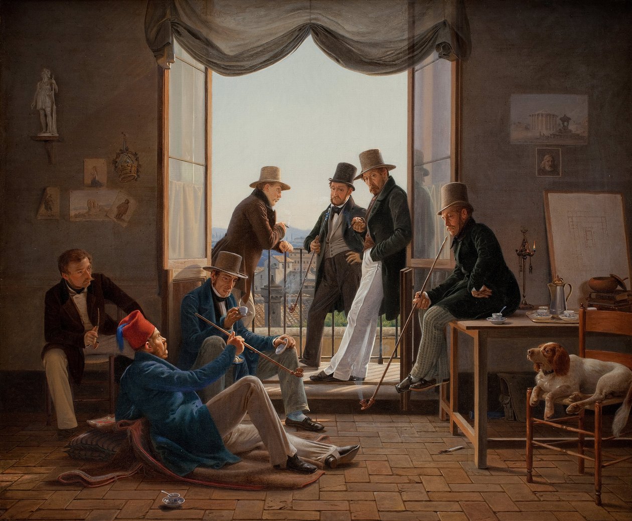 Ryhmä tanskalaisia taiteilijoita Roomassa, 1837 tekijältä Constantin Hansen