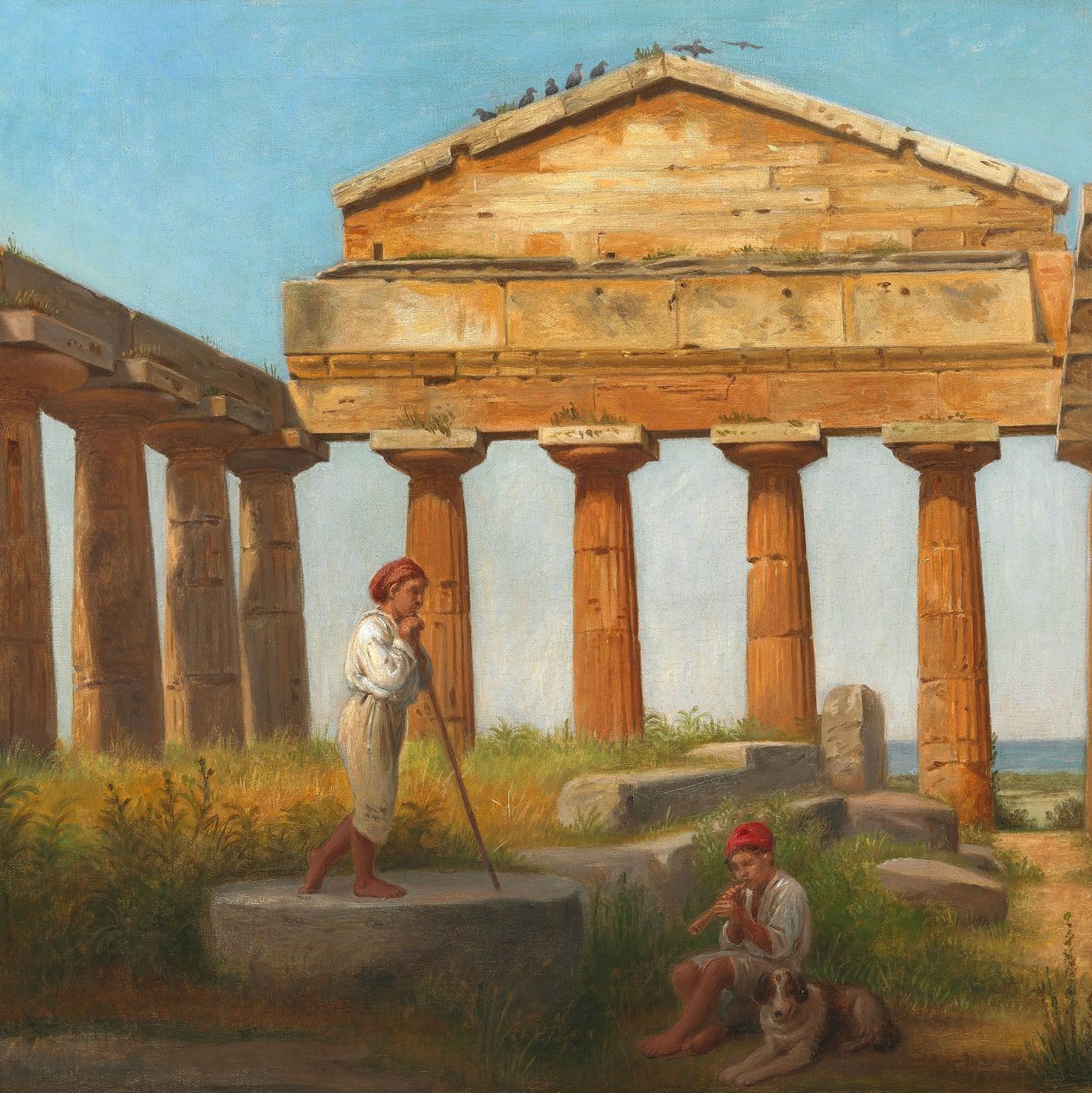 "Cerestemplet i Pæstum". Cereksen temppeli Paestumissa. tekijältä Constantin Hansen