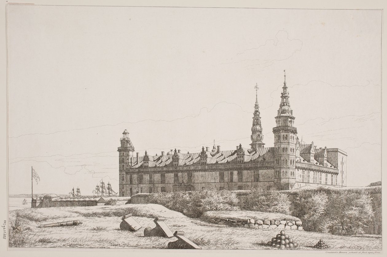 Tanskalainen: Kronborg luoteispuolelta katsottuna tekijältä Constantin Hansen