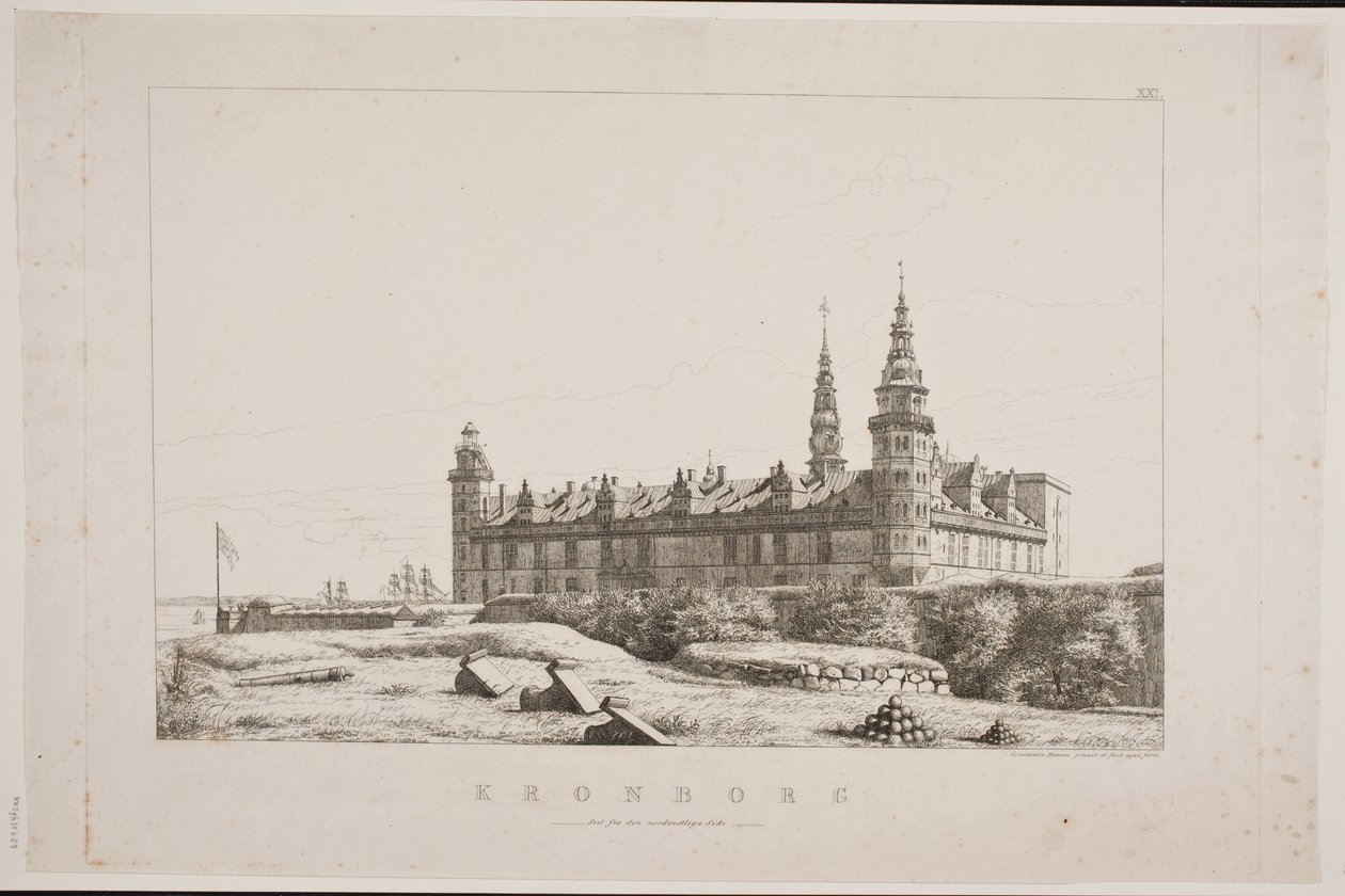 Tanskalainen: Kronborg luoteispuolelta katsottuna tekijältä Constantin Hansen