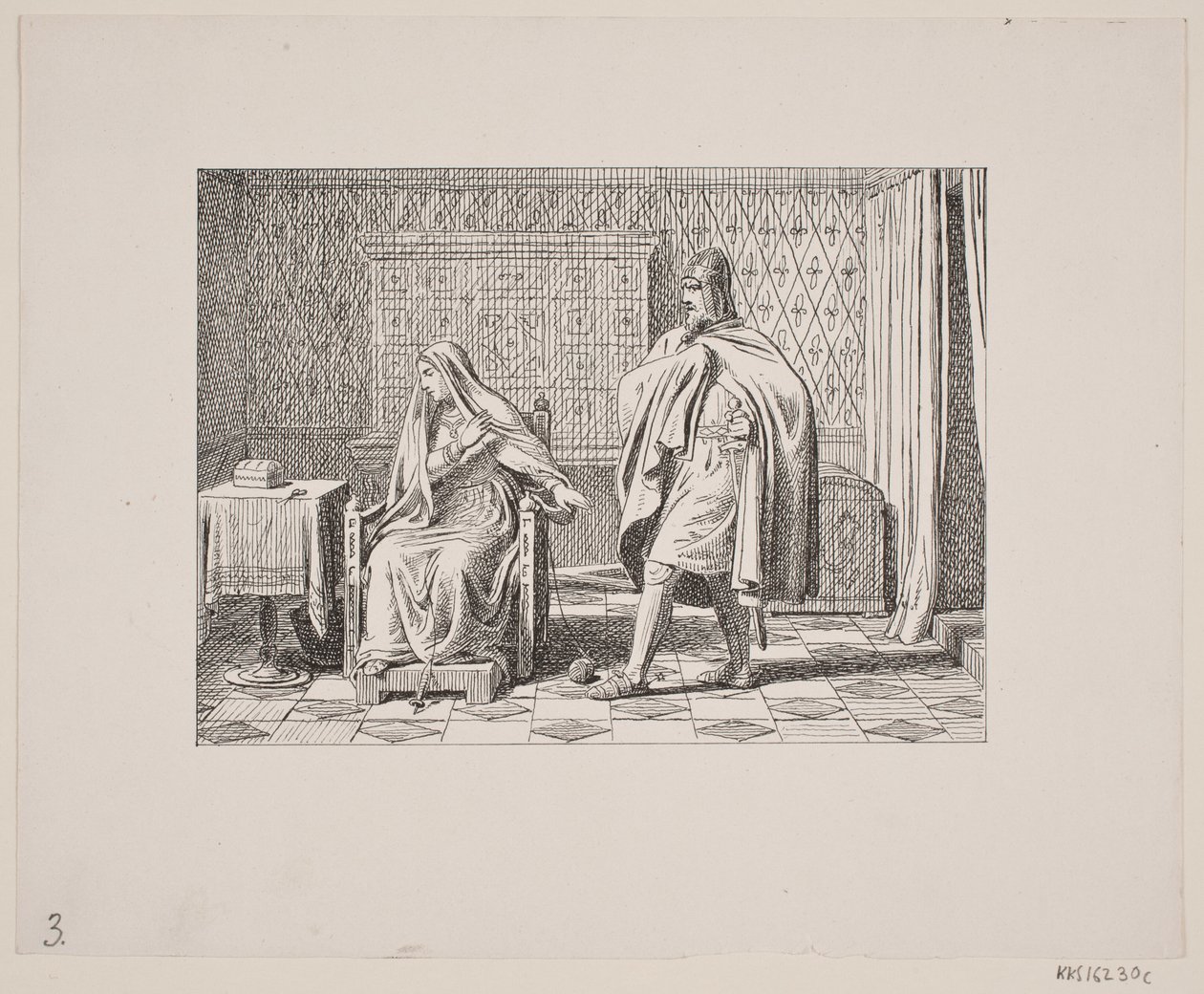 Kuvitus Svend Grundtvigille, "Marsk Stig: tanskalainen kansanlaulu 1200-luvulta", 1861 tekijältä Constantin Hansen