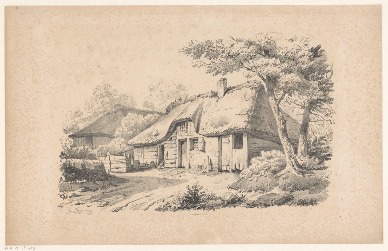 Maalaistalo olkikatolla The Landscape (sarjan nimi) tekijältä Constantinus Cornelis Huysmans