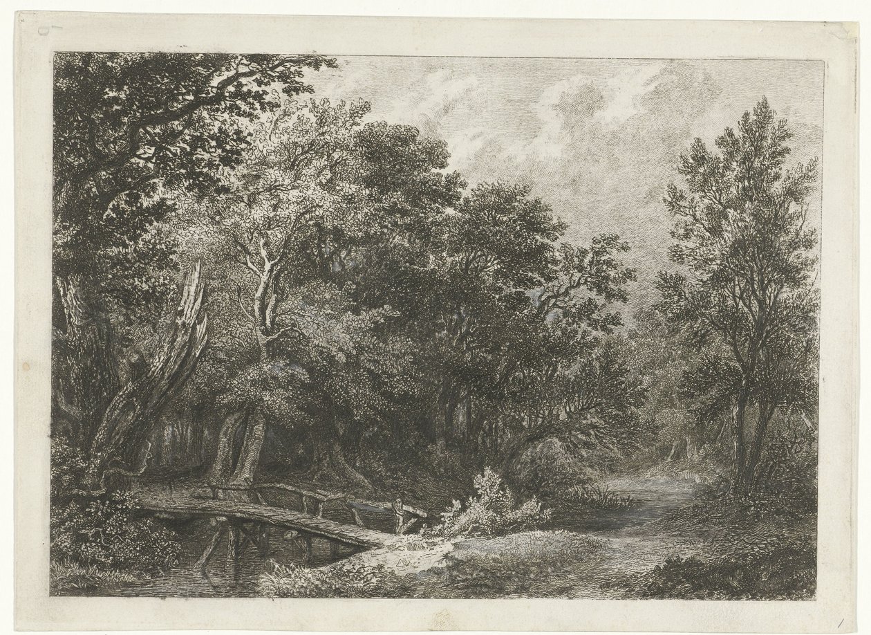 Metsänäkymä puusillalla tekijältä Constantinus Cornelis Huysmans