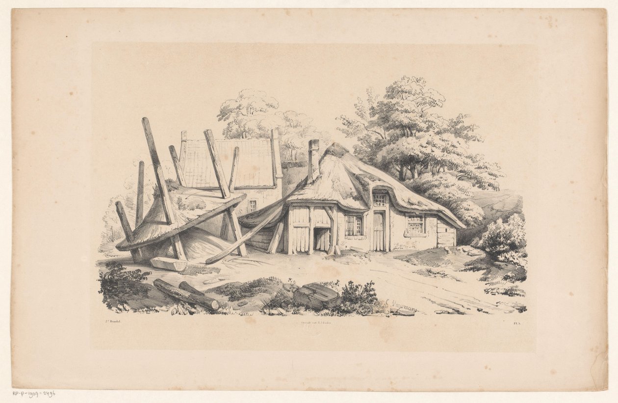 Rikkoutunut maalaistalo The Landscape (sarjan nimi) tekijältä Constantinus Cornelis Huysmans