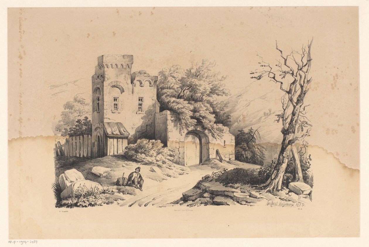 Vaeltaja rauniolla The Landscape (sarjan nimi) tekijältä Constantinus Cornelis Huysmans