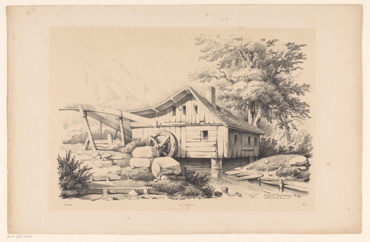Vesimylly vuoristomaisemassa The Landscape (sarjan nimi) tekijältä Constantinus Cornelis Huysmans