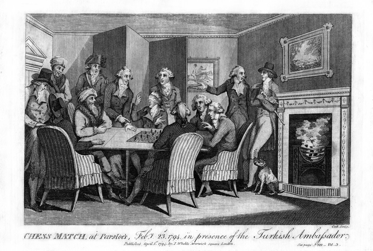 Shakkiottelu Parsloesissa, 23. helmikuuta 1794, Turkin suurlähettilään läsnä ollessa, 1794. tekijältä Cook