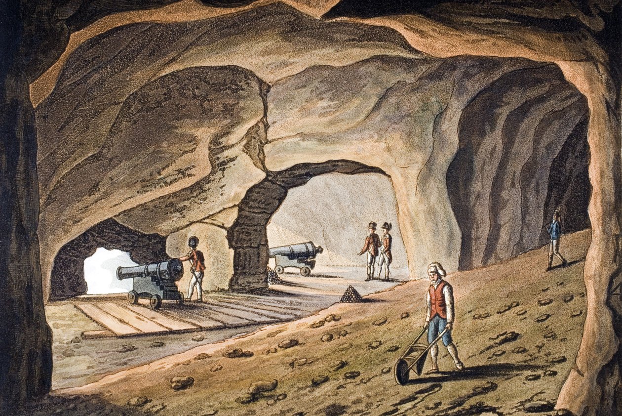 Gibraltarin kalliolla sijaitsevan gallerian sisällä, kaivertanut Joseph Constantine Stadler (fl.1780-1812) tekijältä Cooper Willyams