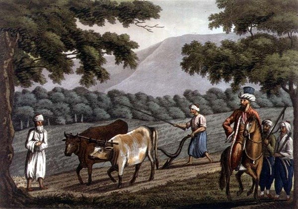 Maatalous Syyriassa, kaiverrus Joseph Constantine Stadler (fl.1780-1812) pub. kirjoittanut J. White tekijältä Cooper (after) Willyams