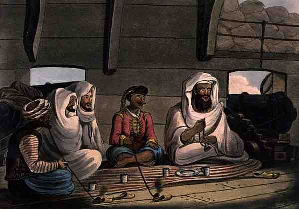 Moors on Board the Swiftsure, kaiverrus Joseph Constantine Stadler (fl.1780-1812), julkaisija I. White, Lontoo tekijältä Cooper (after) Willyams