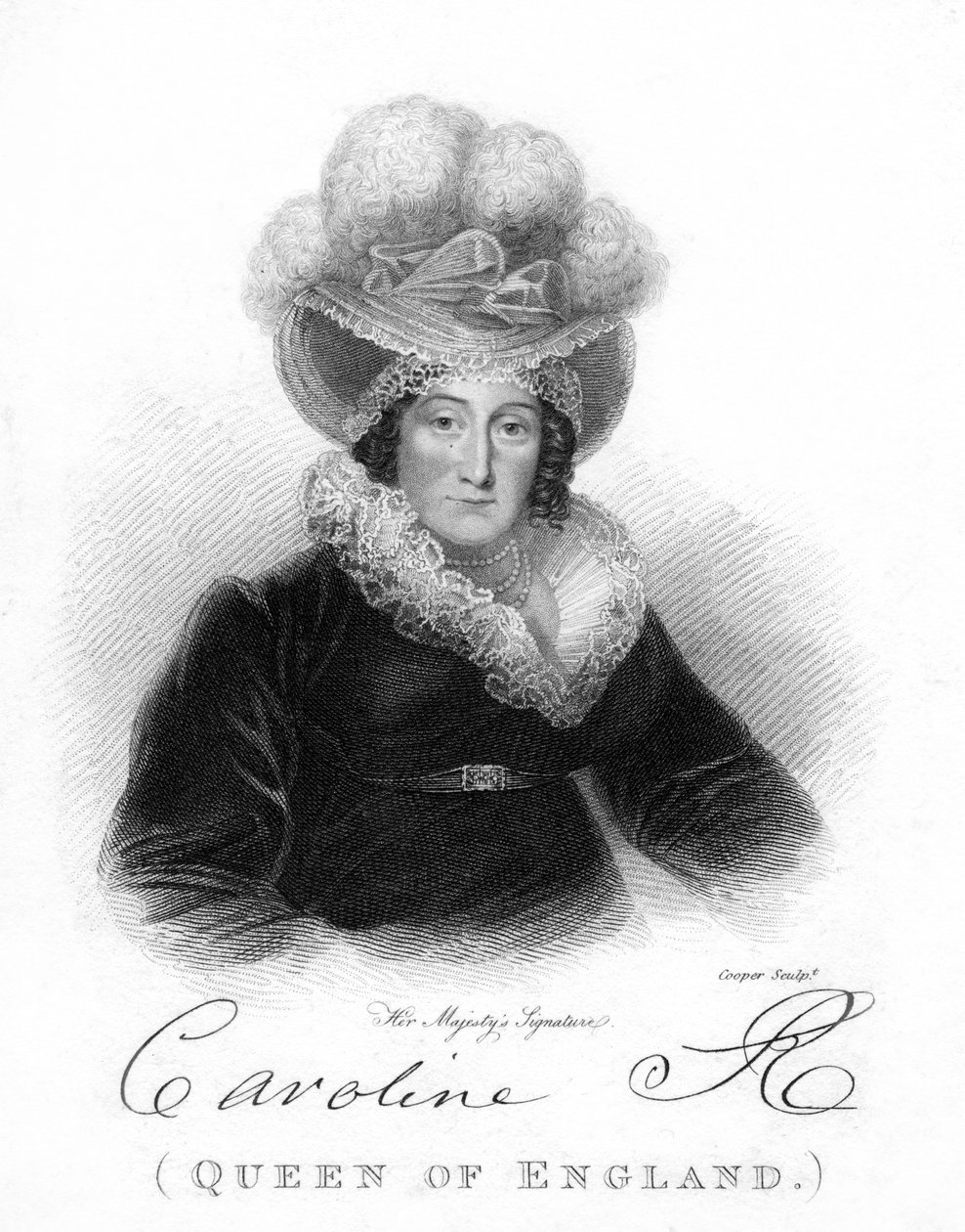 Caroline Amelia Elizabeth Brunswickista, Yrjö IV:n kuningatar, 1800-luku. tekijältä Cooper