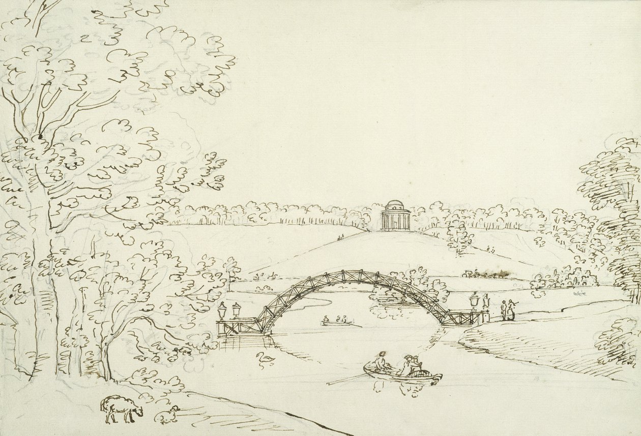 Stourhead, noin 1780-luku (kynä ja muste paperille) tekijältä Copplestone Warre Bamfylde