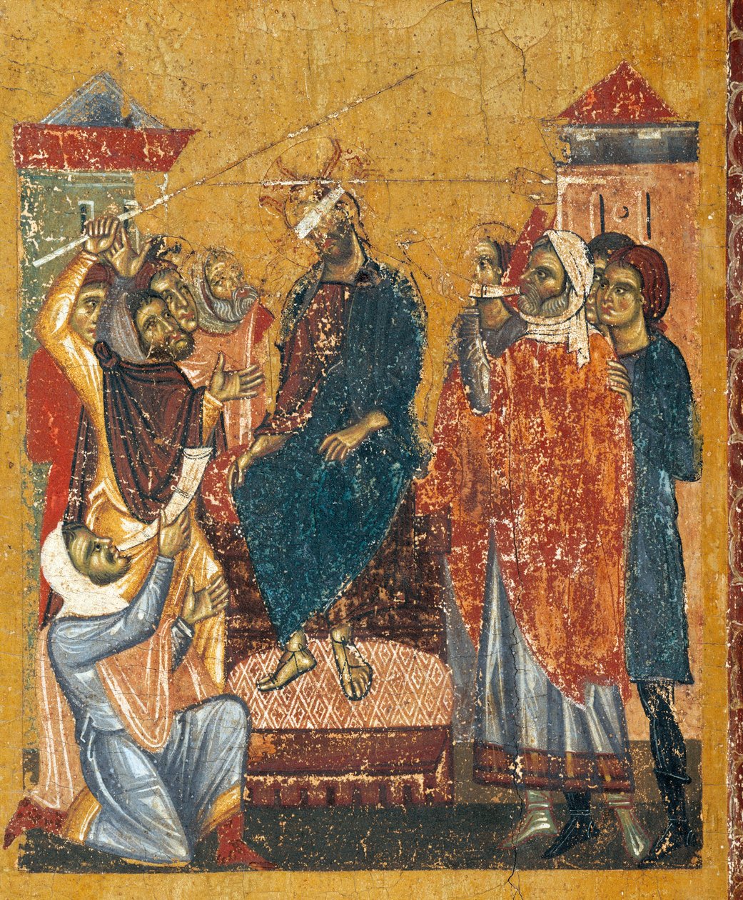 Coppo di Marcovaldon krusifiksi (n. 1220-1276 jälkeen), yksityiskohta tekijältä Coppo di Marcovaldo