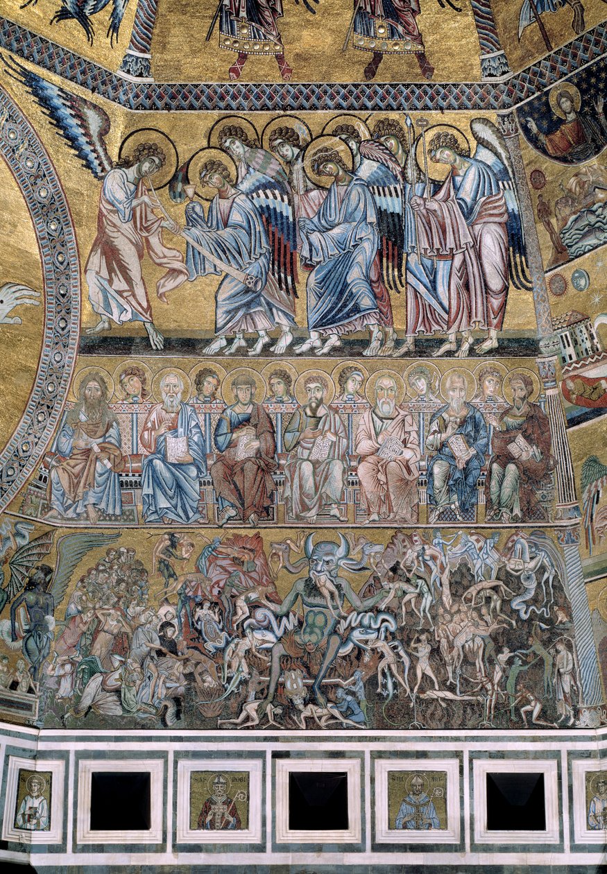 Viimeinen tuomio alas Saatana söi kirottujen sielut - Yksityiskohta mosaiikista, n. 1270 tekijältä Coppo di Marcovaldo