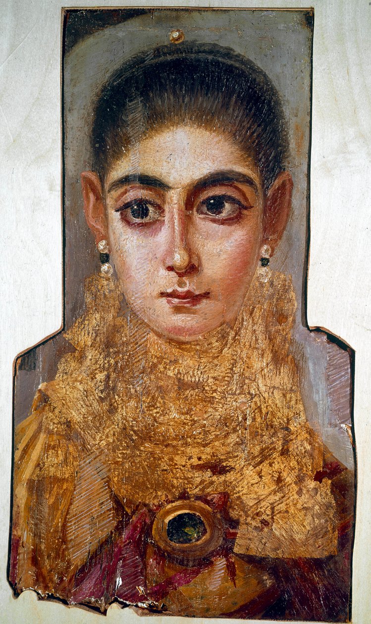 Koptilainen taide: nuori nainen nimeltä "The Europeenne" Fayoum (Fayum) (noin 160 jKr.) Vahamaalaus puulle. Pariisi, Louvre-museo tekijältä Coptic