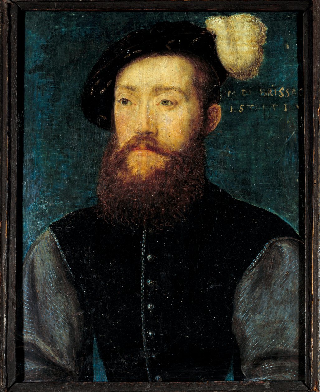 Brissacin kreivin Charles de Cossen muotokuva (Cosse-Brissac) Corneille De Lyonin (Corneille de La Haye) puumaalaus (1500/1510-1574) tekijältä Corneille de la  Haye