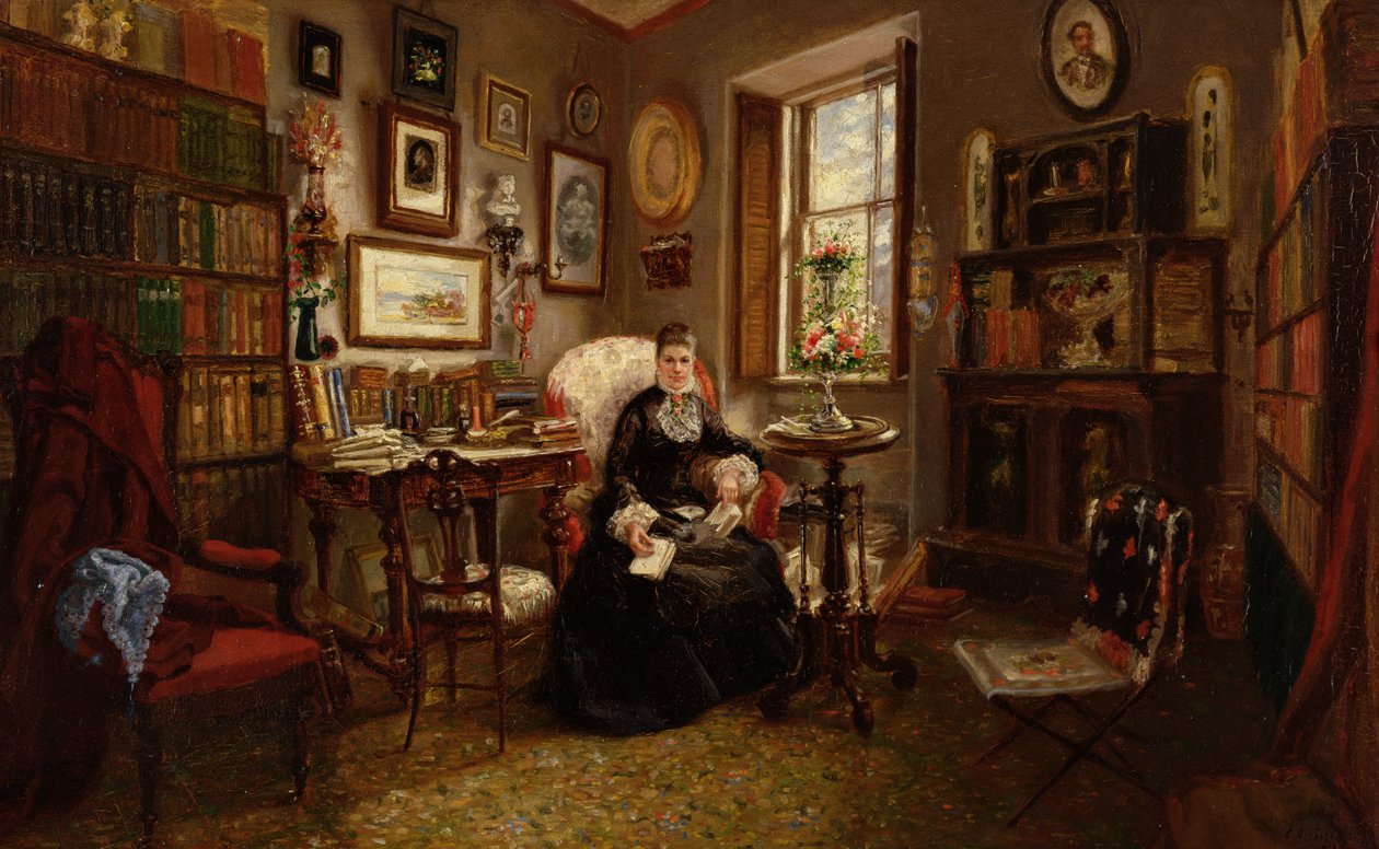Mrs. Martha J. Lamb, 1878 (öljy myllylevylle) tekijältä Cornelia Adele Strong Fassett