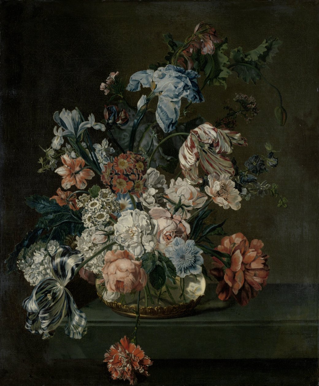Asetelma kukkien kanssa tekijältä Cornelia van der Mijn (signed by artist)