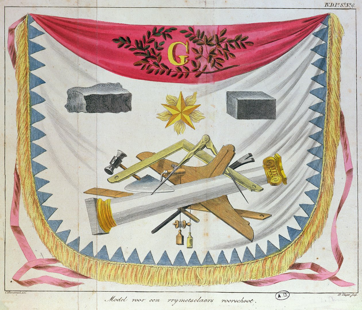 Vapaamuurarien esiliina, 1826 tekijältä Cornelis Borsteegh