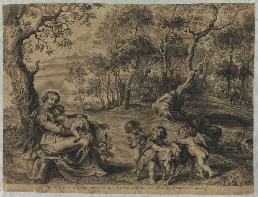 Muu pyhä perhe Johannes Kastajan kanssa tekijältä Cornelis Galle the Elder