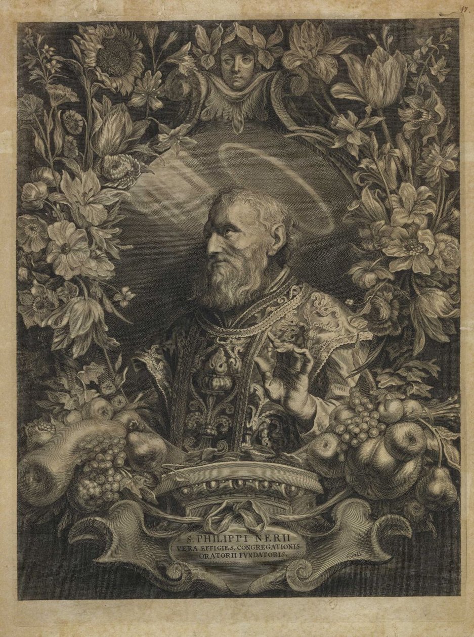 Pyhä Philip Neri S. Philippi Nerii vera effigies congregationis oratorii fundatoris tekijältä Cornelis Galle the Elder