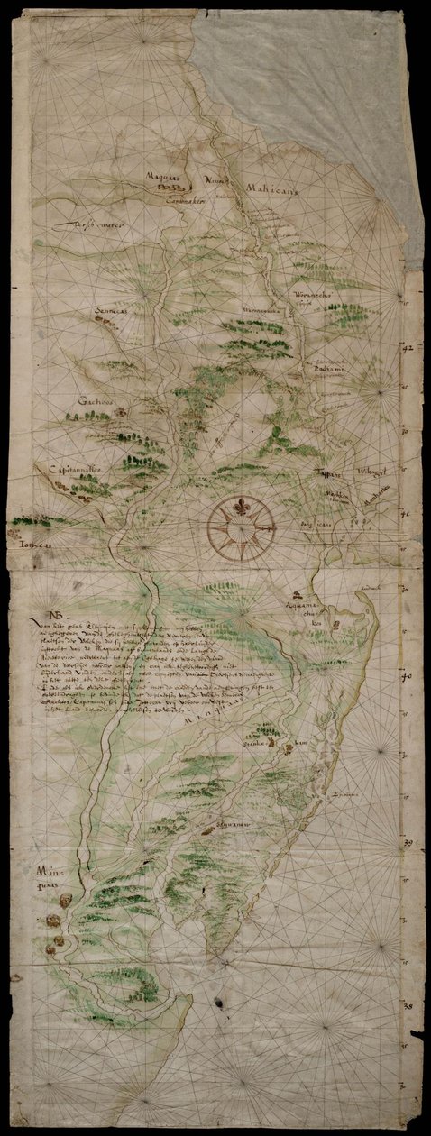 Kaart van Nieuw Nederland tekijältä Cornelis Hendricx