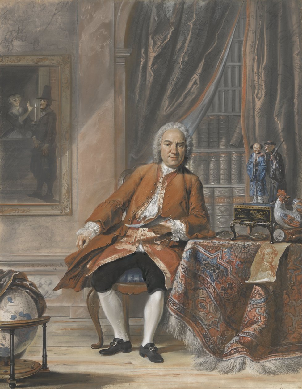 Surinamen kenraalikuvernöörin Joan Jacob Mauriciuksen muotokuva, 1741 (pastelli paperille) tekijältä Cornelis Troost