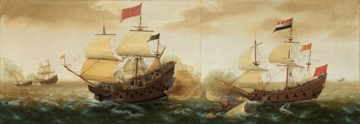 Espanjan ja Espanjan sota-alusten välinen merellinen kohtaaminen tekijältä Pieter Cornelisz. Verbeeck