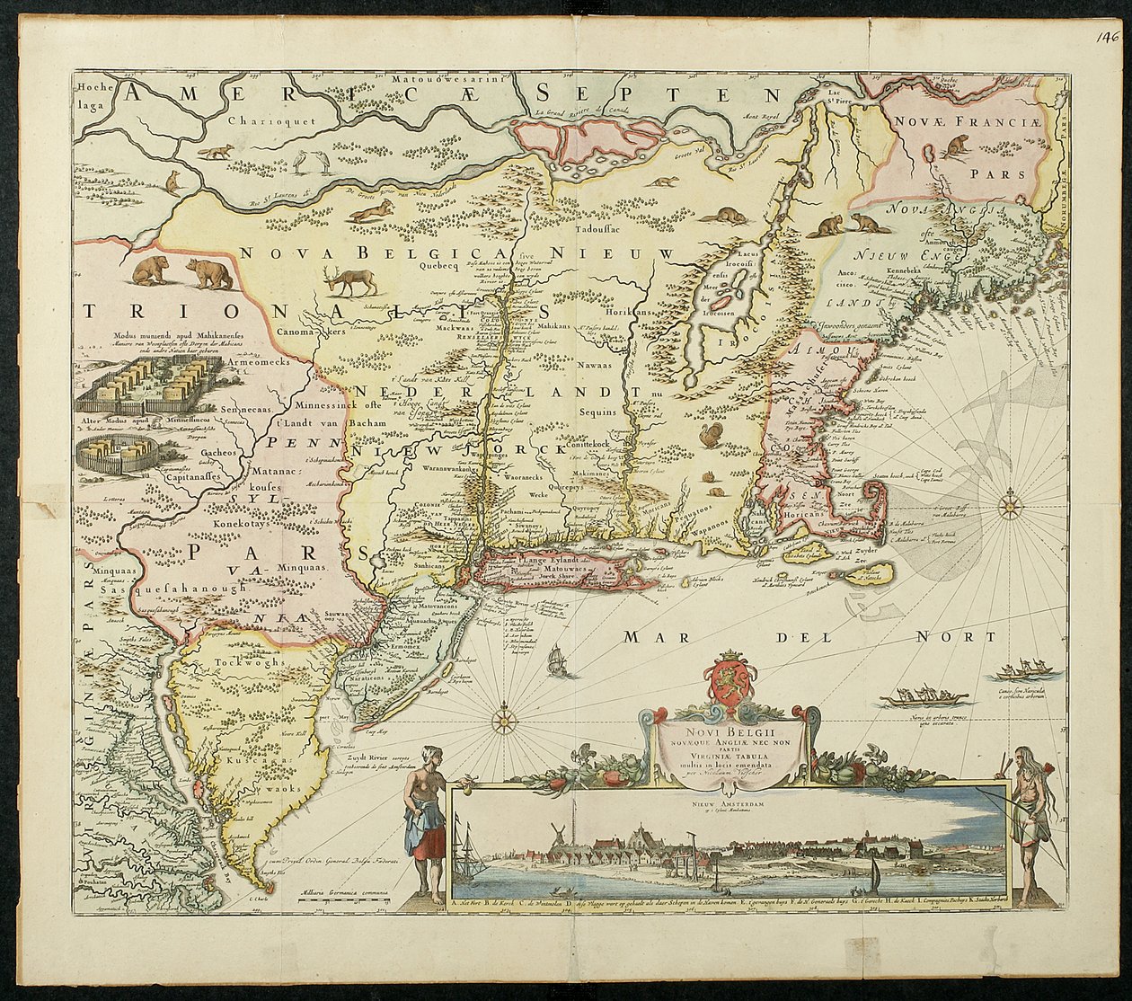 Novi Belgii, 1651 (värilitografia) tekijältä Cornelis Visscher