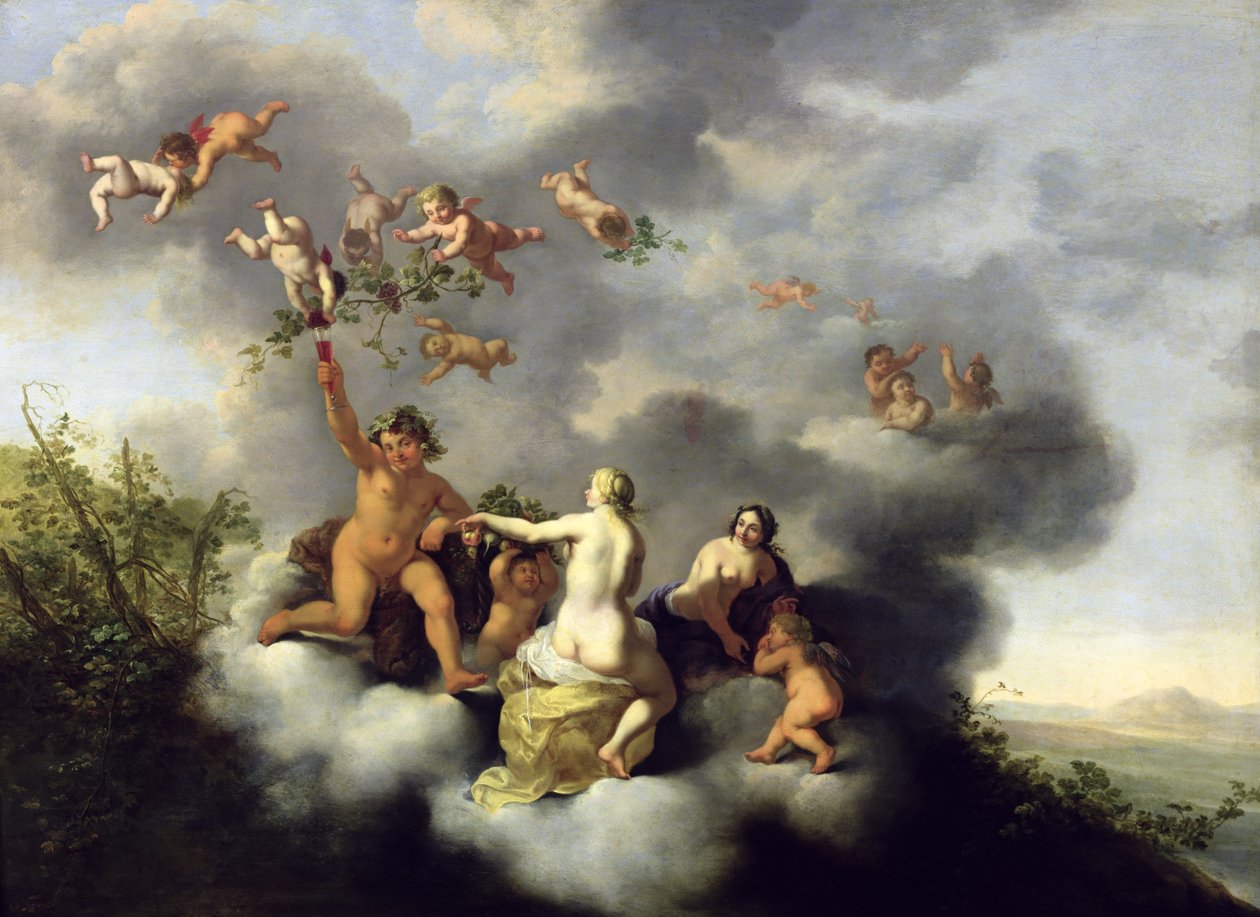 Ceres, Bacchus, Venus ja Cupid tekijältä Cornelis van Poelenburgh or Poelenburch