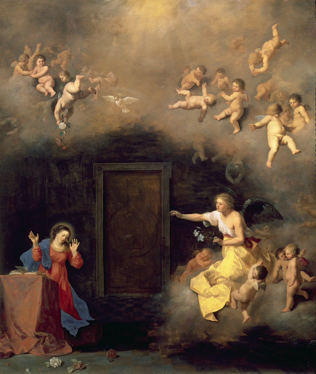Ilmoitus, 1635 (öljy kuparille) tekijältä Cornelis van Poelenburgh or Poelenburch