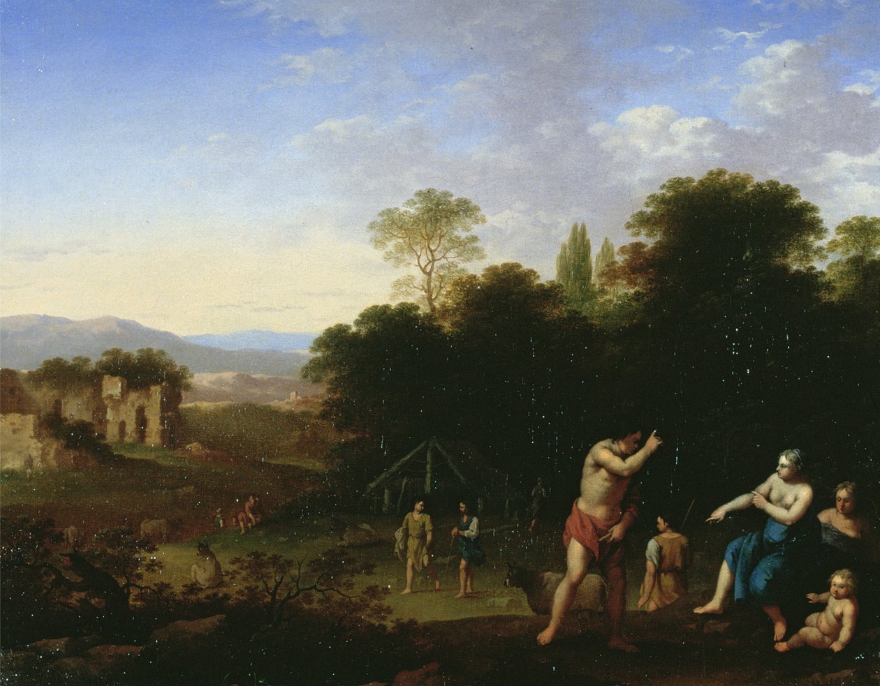 Klassiset hahmot maisemassa, n. 1630-50 tekijältä Cornelis van Poelenburgh or Poelenburch