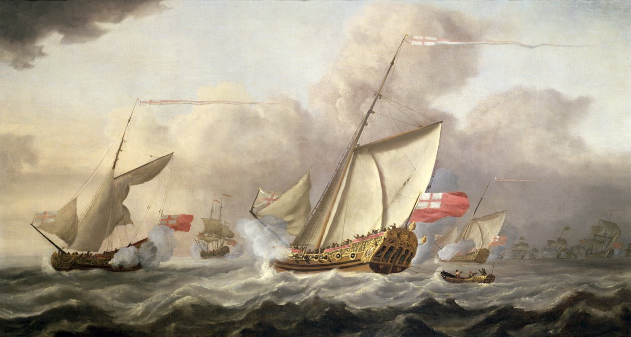 Kuninkaallinen jahti "Mary" vaihtamassa terveisiä, 1700-luku tekijältä Cornelis van de Velde