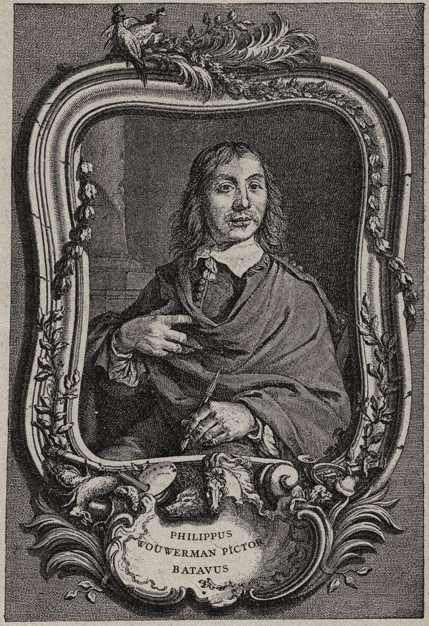 Philips Wouwermanin tai Philippus Wouwermansin muotokuva 1619-1668 hollantilainen taidemaalari – kaiverrus Nicolas-Gabriel Dupuis Cornelis Visscherin mukaan tekijältä Cornelis (after) Visscher