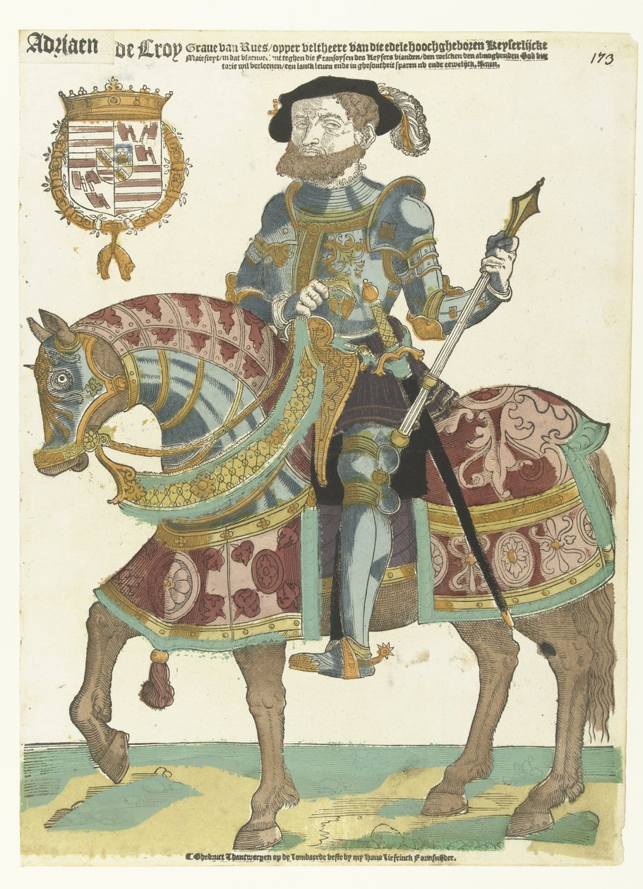 Adriaen de Croyn muotokuva hevosen selässä tekijältä Cornelis Anthonisz. (manner of)