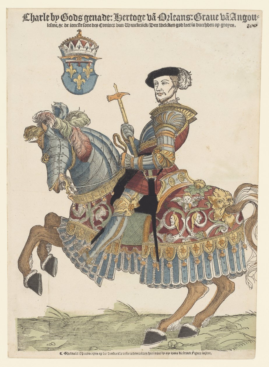 Muotokuva Charles of Orléansista hevosen selässä tekijältä Cornelis Anthonisz. (manner of)