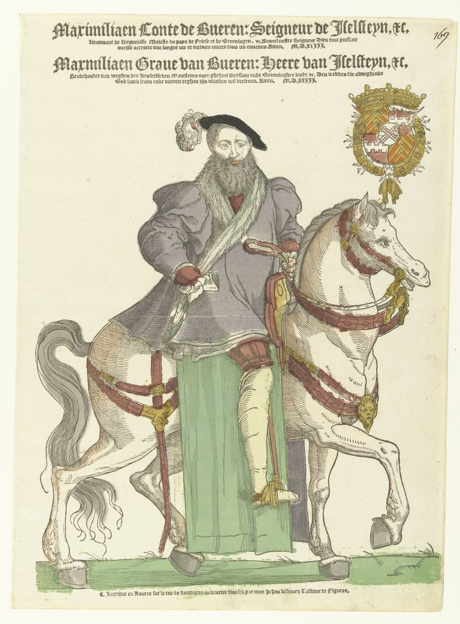 Maximilian van Burenin muotokuva hevosen selässä tekijältä Cornelis Anthonisz. (manner of)