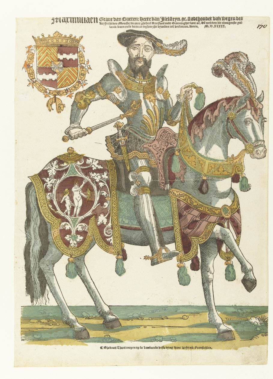 Maximilian van Burenin muotokuva hevosen selässä tekijältä Cornelis Anthonisz. (manner of)
