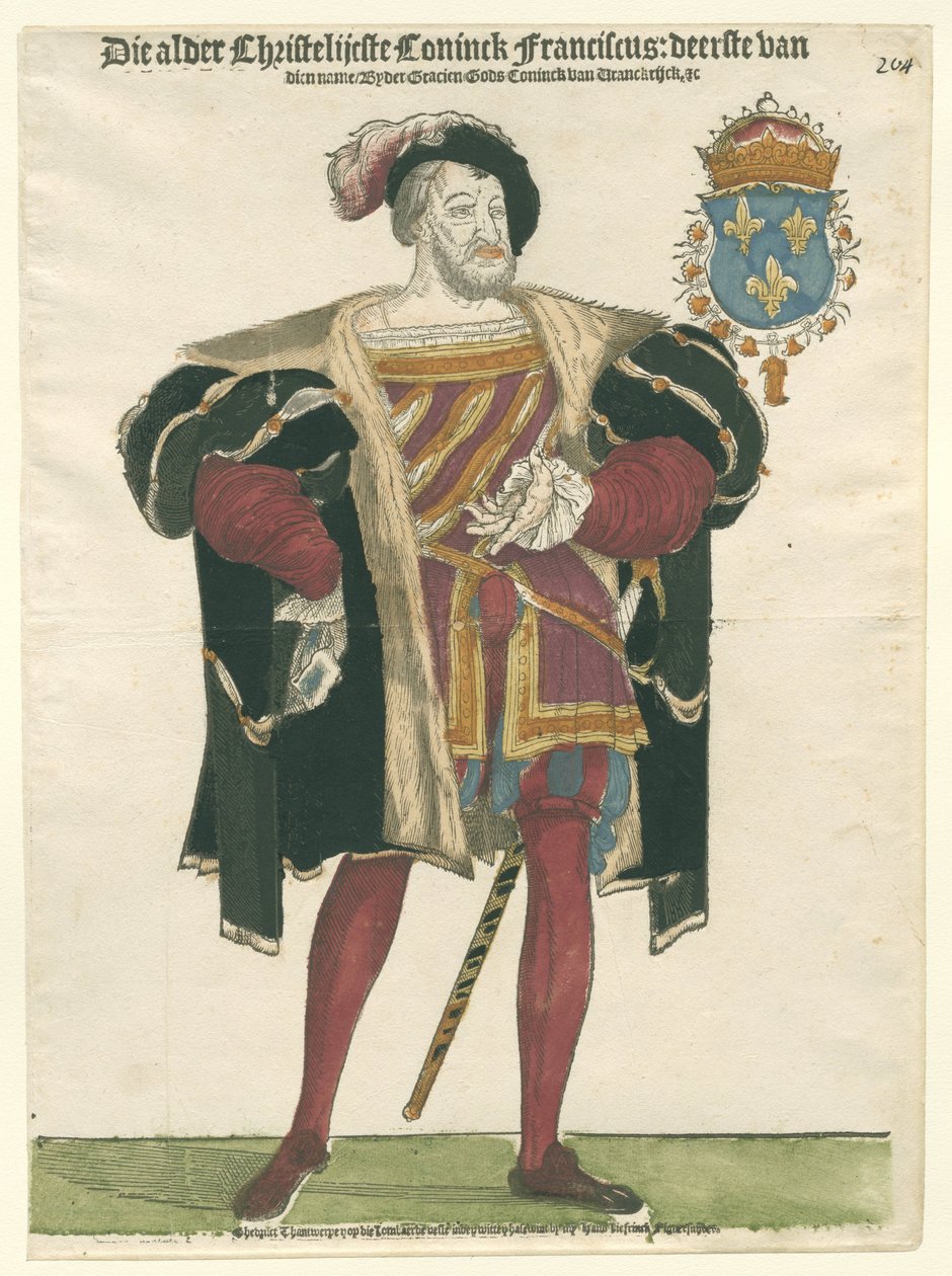 Ranskan kuninkaan Francis I:n muotokuva tekijältä Cornelis Anthonisz. (manner of)