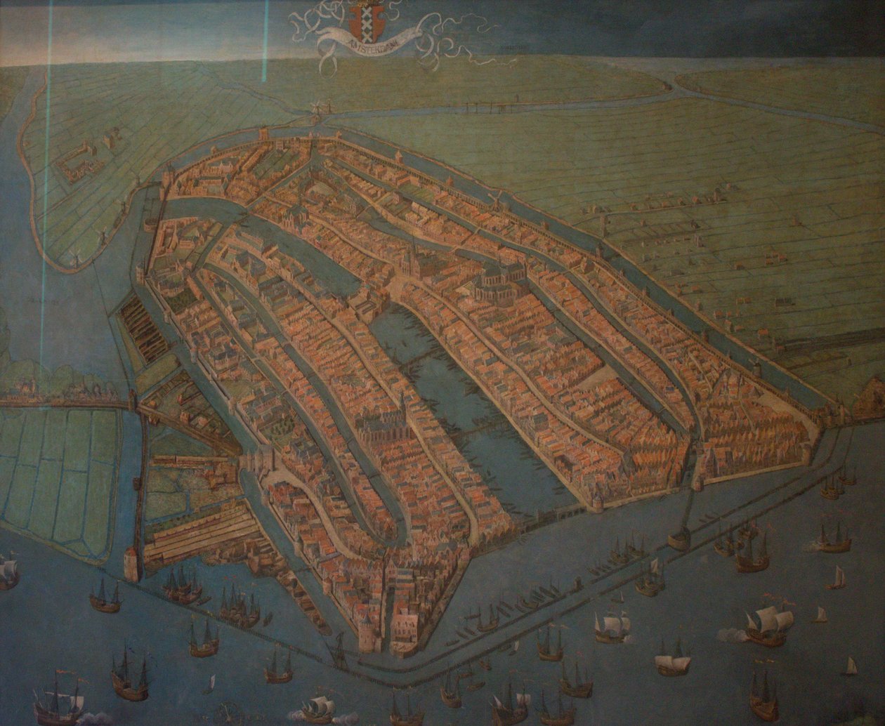 Amsterdamin näkymä lintuperspektiivistä tekijältä Cornelis Anthonisz.
