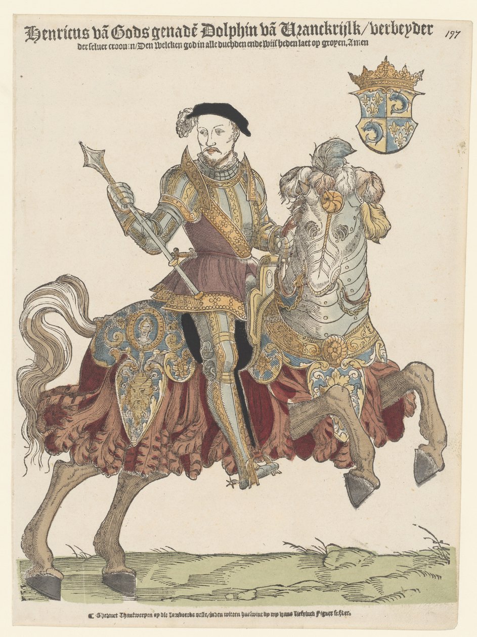 Ranskan kuninkaan Henrik II:n muotokuva hevosen selässä, 1542-1543 tekijältä Cornelis Anthonisz.