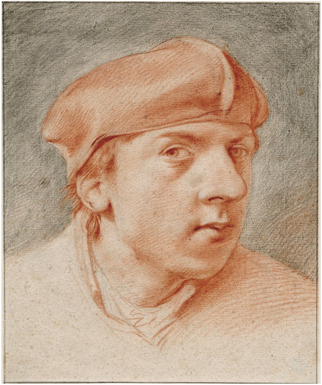 ""Autoportrait au baret"" (Omakuva baretilla) Sanguine de Cornelis Pietersz Bega (1631/2-1664) Rembrandtin talo, Amsterdam tekijältä Cornelis Pietersz Bega