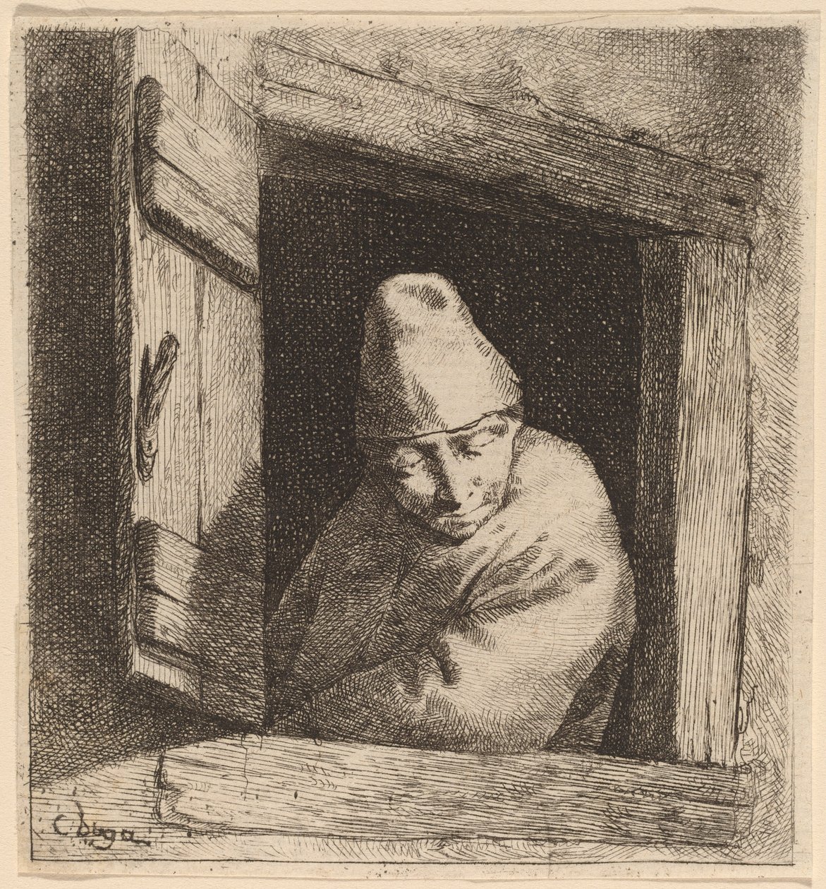 Talonpoika ikkunassa tekijältä Cornelis Pietersz Bega
