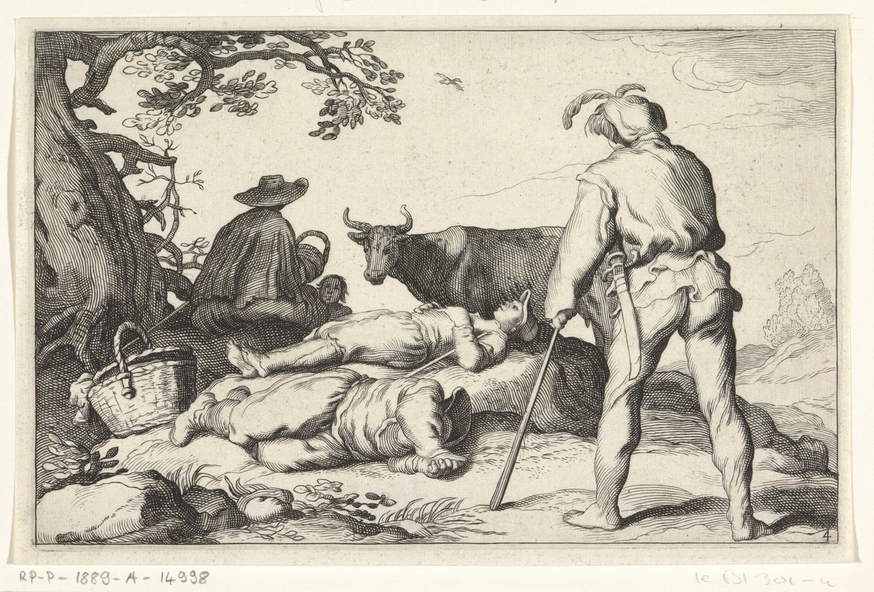 paimenia Neljä pastoraalista kohtausta (sarjan nimi) tekijältä Cornelis Bloemaert (II) (possibly)