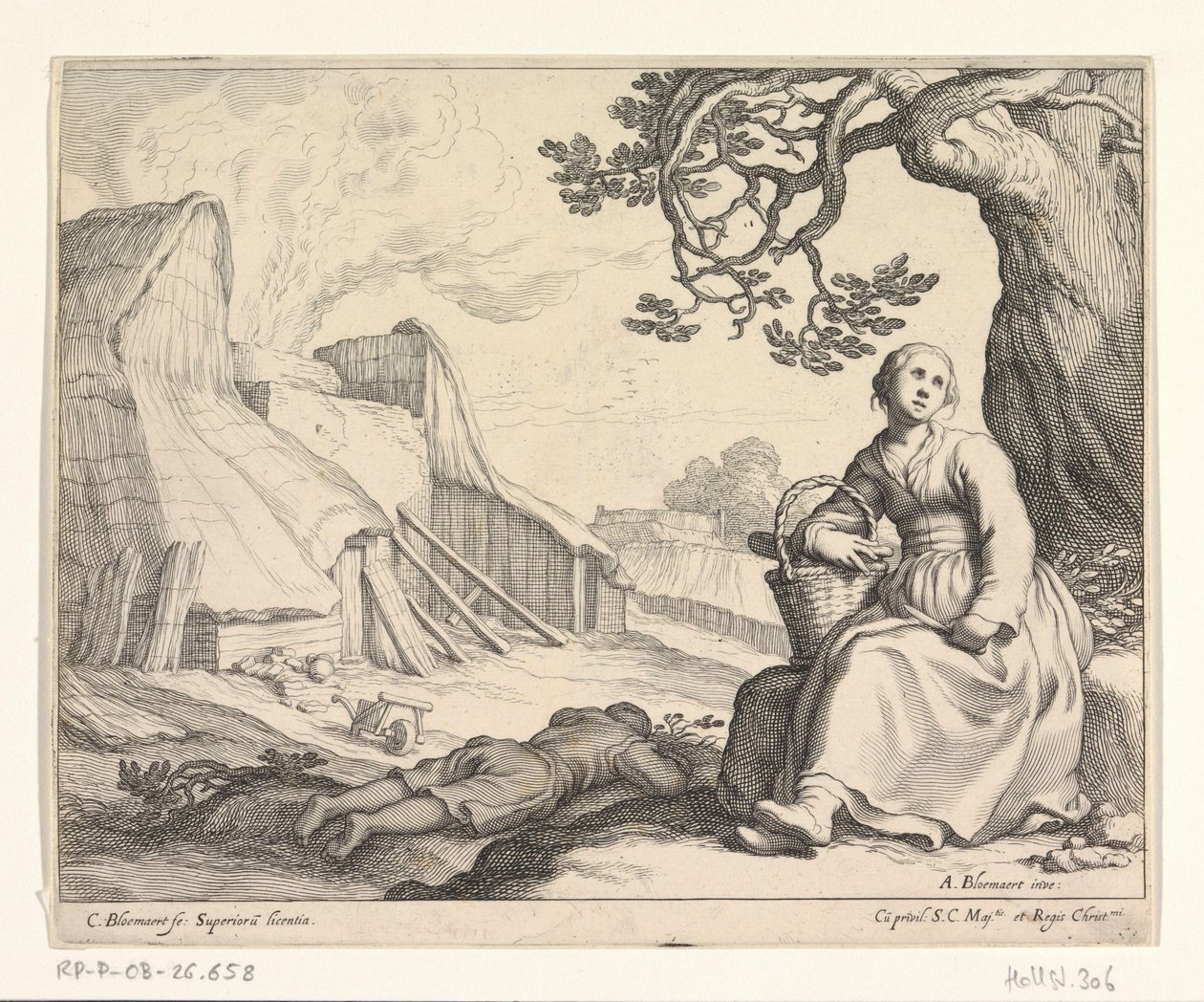 Dona en un acabat de forn de calç tekijältä Cornelis Bloemaert (II)
