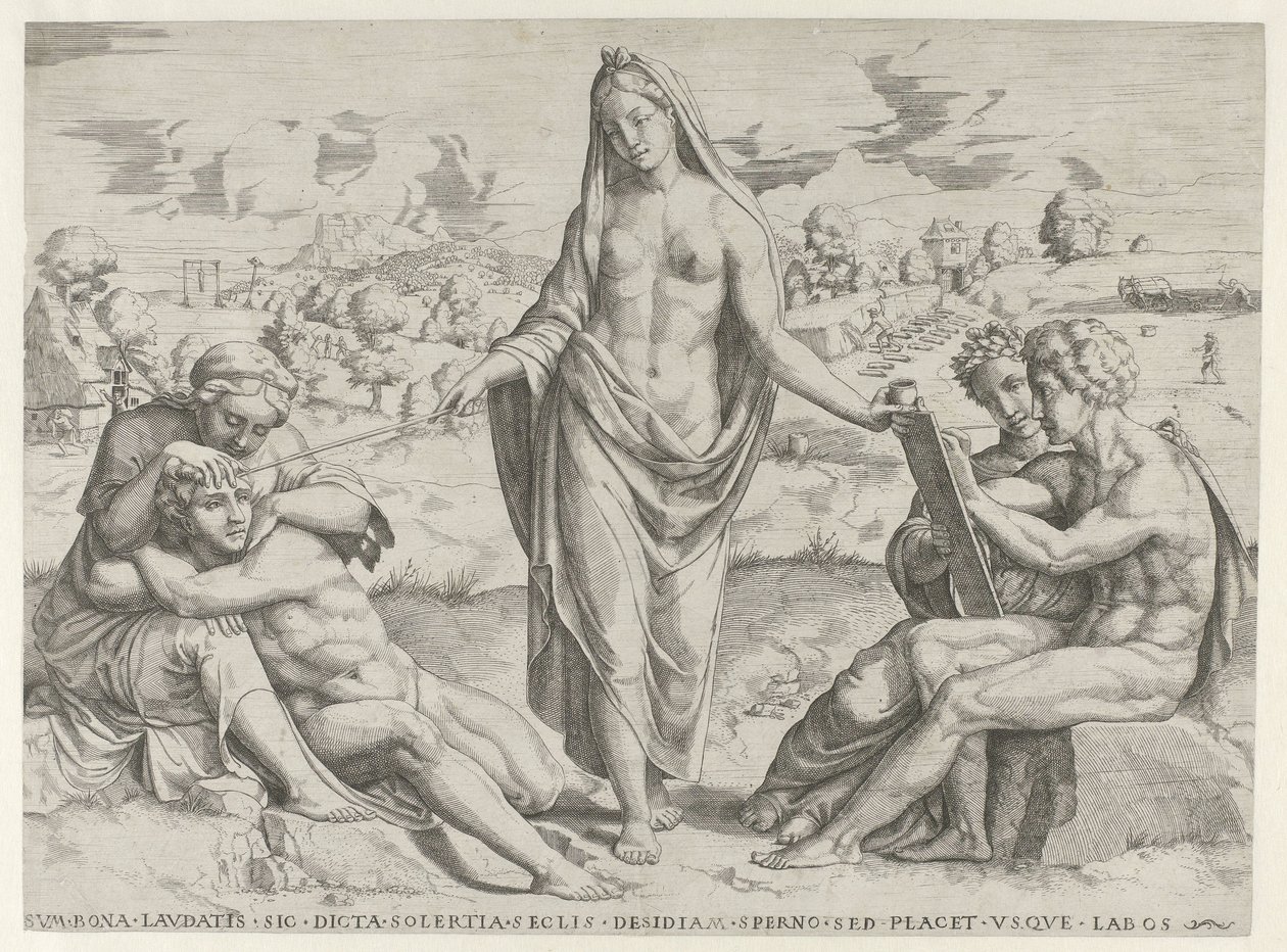 Nerokkuus palkitsee uutteruuden ja rankaisee laiskuudesta tekijältä Cornelis Bos (attributed to)