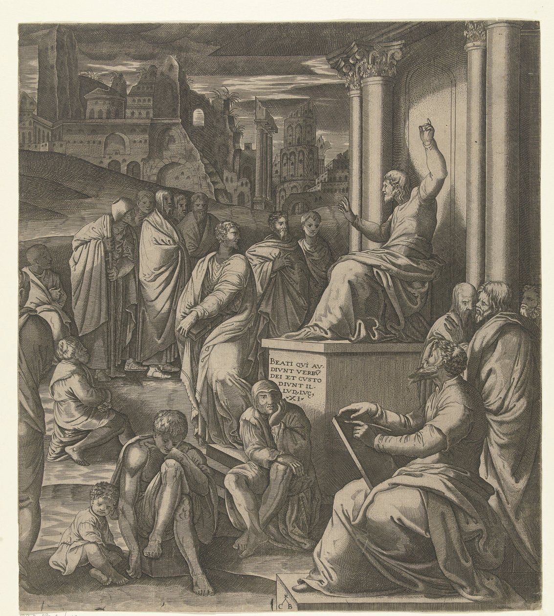 Kristus saarnaa ihmisille tekijältä Cornelis Bos (possibly)
