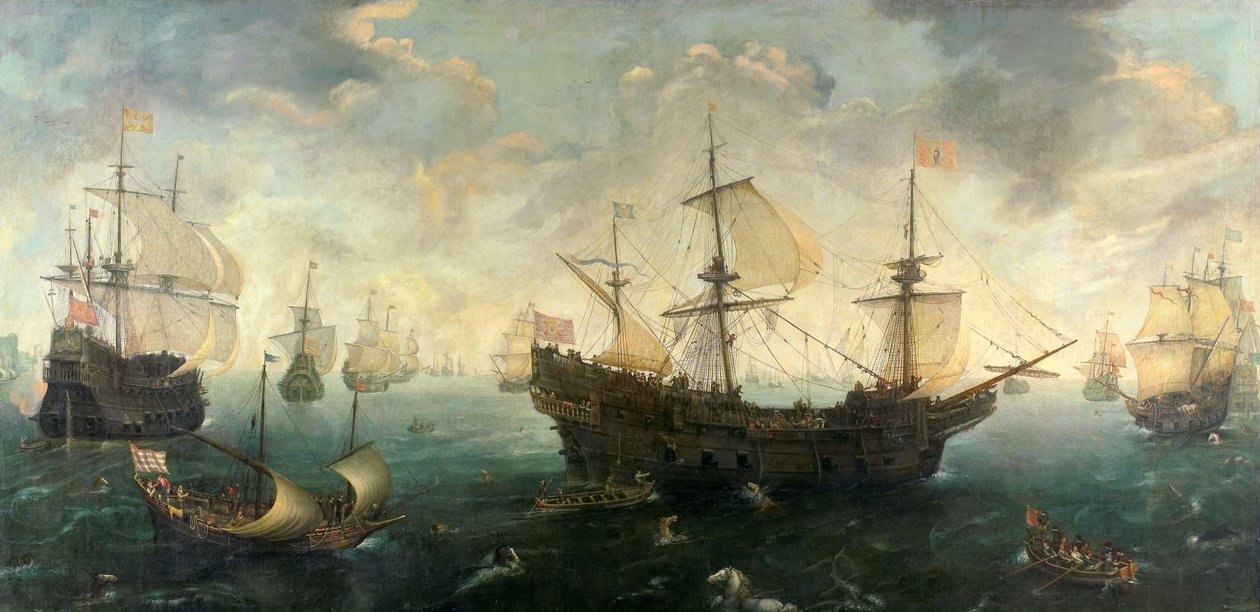 Espanjan Armada Englannin rannikolla vuonna 1588 tekijältä Cornelis Claesz  van Wieringen