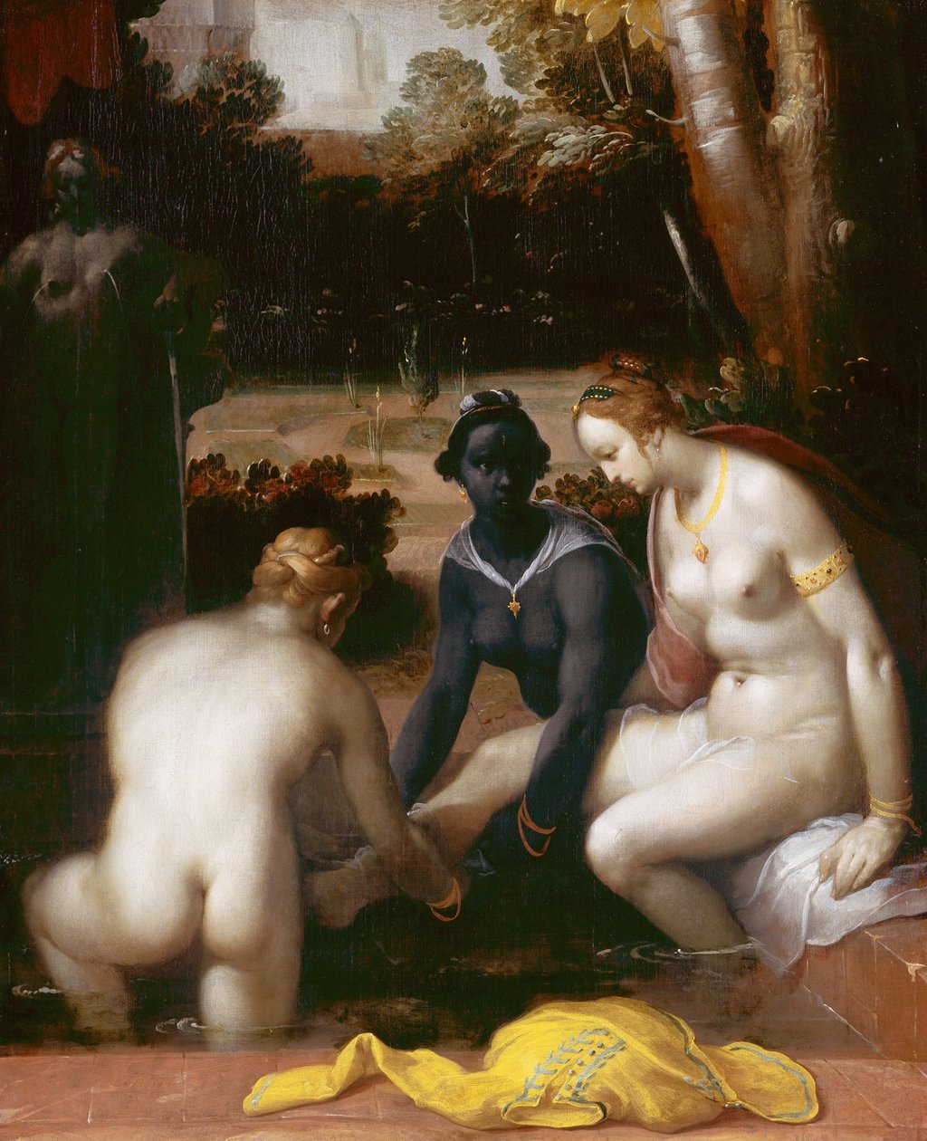Bathsheban kylpeminen, 1594 tekijältä Cornelis Cornelisz. Haarlem van